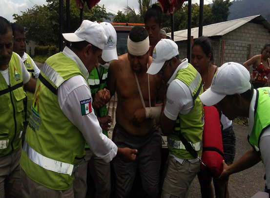 Protección Civil atiende accidente de helicóptero en Tuzantán