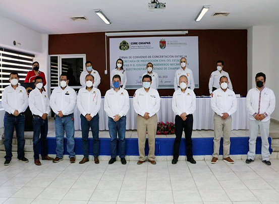 Firman convenio de colaboración PC y Colegio de Ingenieros Mecánicos y Electricistas.